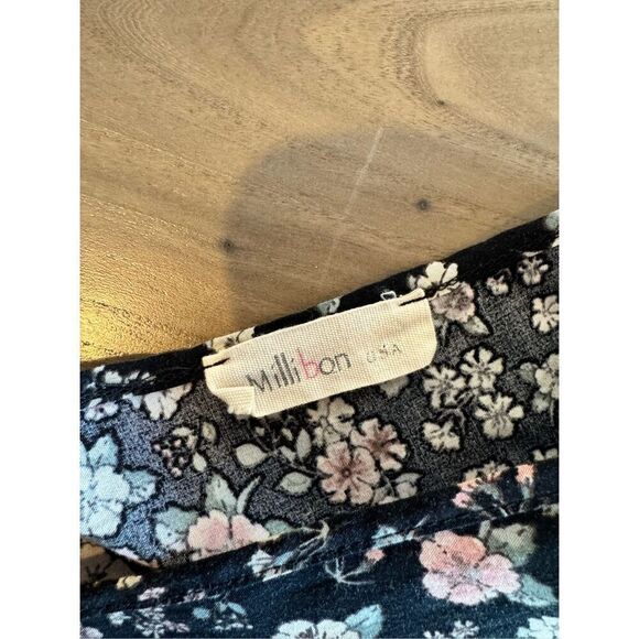 Millibon USA Black Floral Boho Summer Mini Dress Size Small Medium - Picture 6 of 6